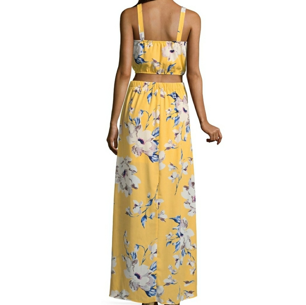 Yellow floral 2 piece maxi dress - Picture 2 of 4